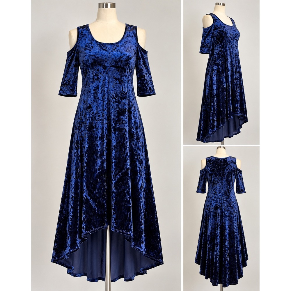 Kate & Mallory Crushed Velvet Dress XL Blue Whimsigoth Holiday Witchy Boho Party